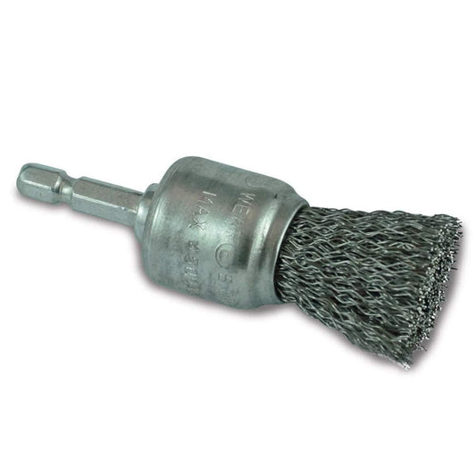 ITM 25mm 1 4 Hex Shank Crimp Wire Spindle Mounted End Brush TM7021-025