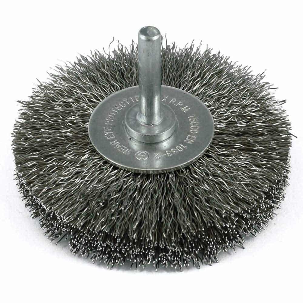 ITM 50mm x 17mm 1 4 Round Shank Crimp Wire Wheel Stainless Steel Brush TM7014-150