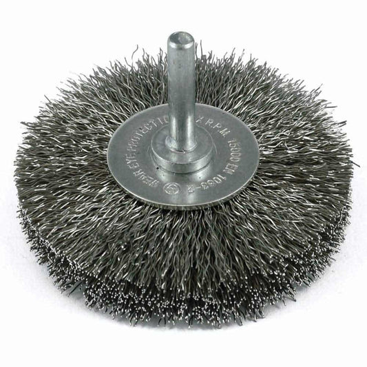 ITM 75mm x 18mm 1 4 Round Shank Crimp Wire Wheel Stainless Steel Brush TM7014-175
