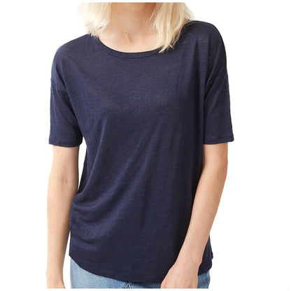 JAG Women's Ava Short Sleeve Linen Tee Navy