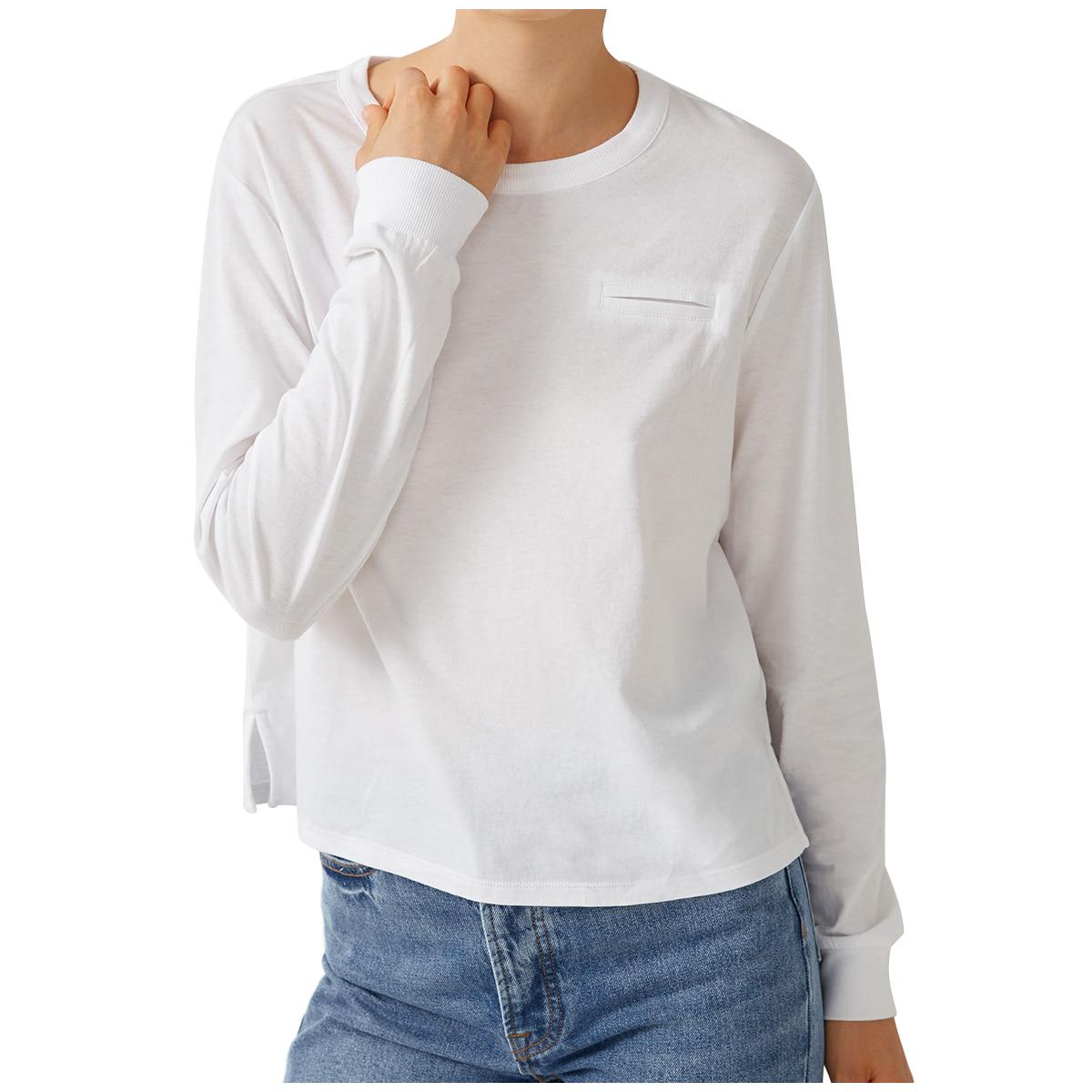 JAG Women's Boxy Pima Long Sleeve Top White