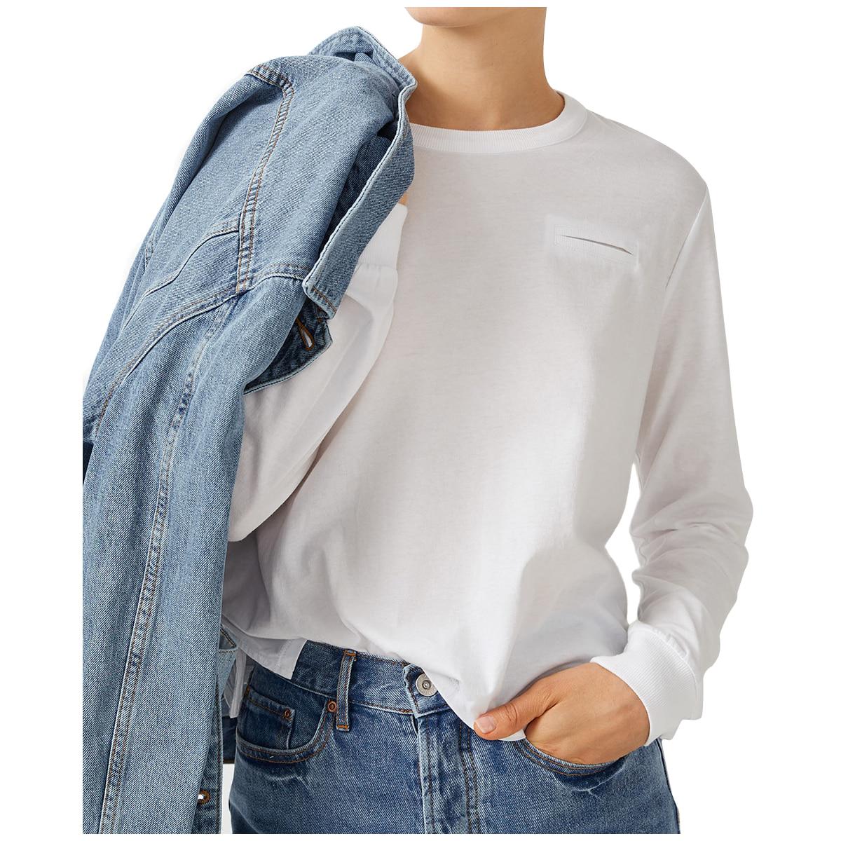 JAG Women's Boxy Pima Long Sleeve Top White