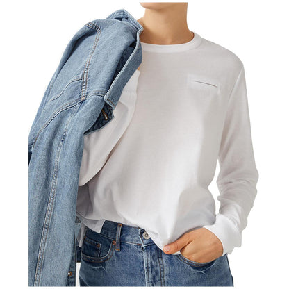 JAG Women's Boxy Pima Long Sleeve Top White