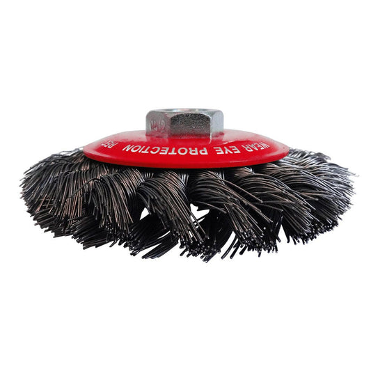 JOSCO 100mm 0.5mm Steel Twist Knot Wire Bevel Brush