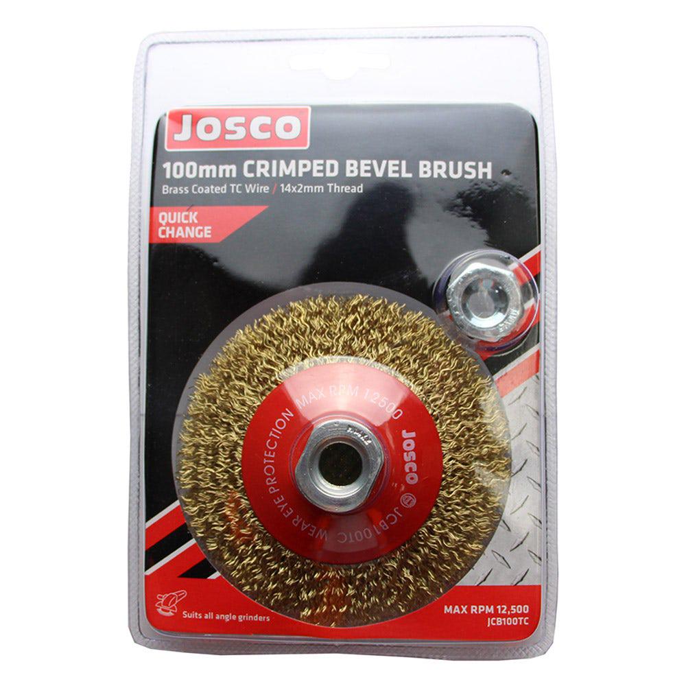JOSCO 100mm Multi-Thread Tyre Cord Crimped Wire Bevel Brush
