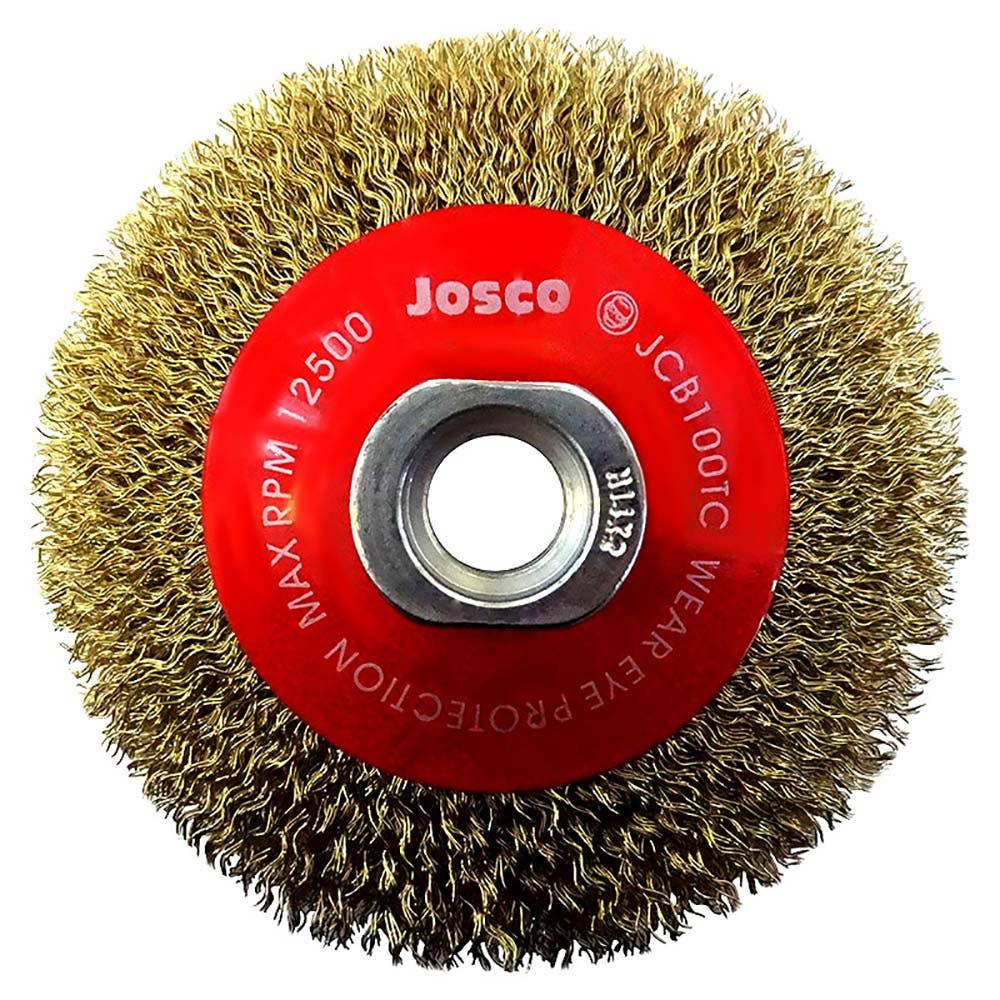 JOSCO 100mm Multi-Thread Tyre Cord Crimped Wire Bevel Brush