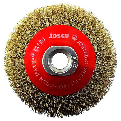JOSCO 100mm Multi-Thread Tyre Cord Crimped Wire Bevel Brush