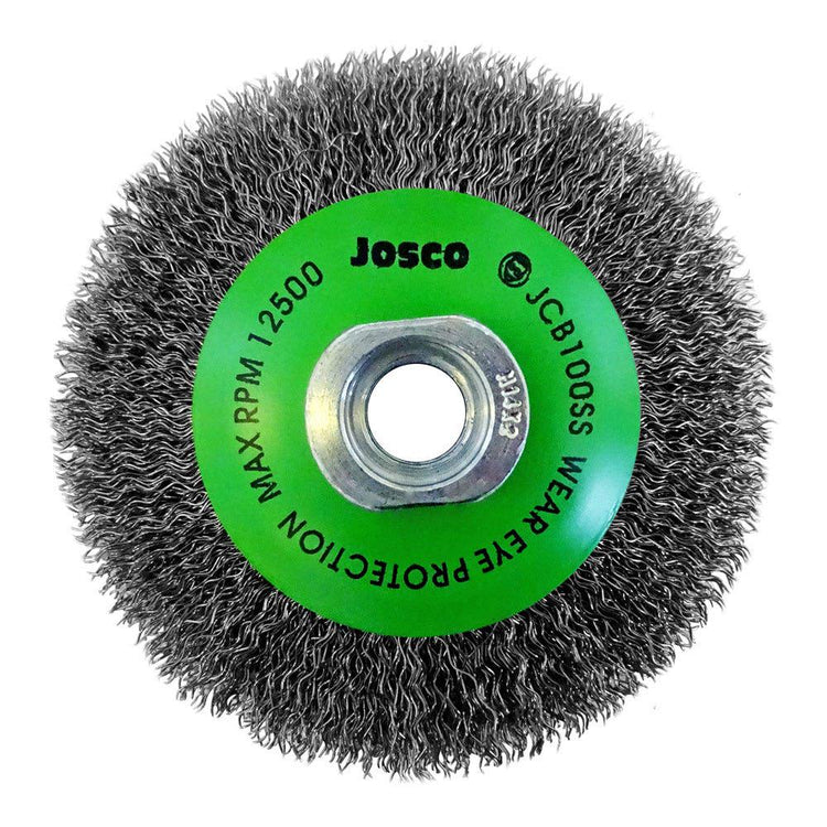 JOSCO 100mm Stainless Steel Crimped Bevel Brush JCB100SS
