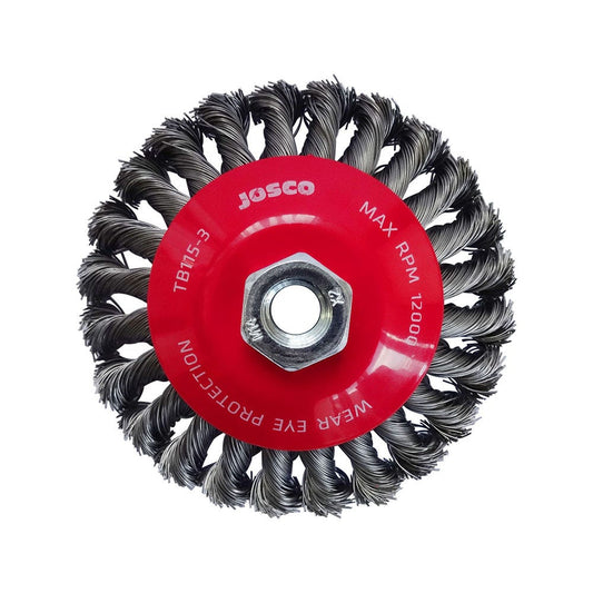 JOSCO 115mm 0.5mm Steel Twist Knot Wire Bevel Brush