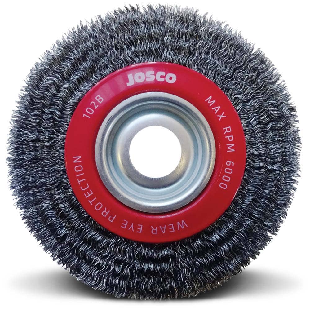 JOSCO 150 x 22mm Multi-Bore HD-Steel Crimped Wire Wheel Brush