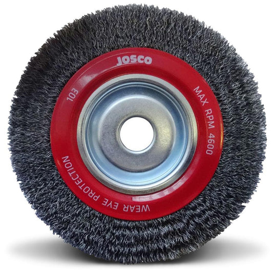 JOSCO 200 x 28mm Multi-Bore HD-Steel Crimped Wire Wheel Brush