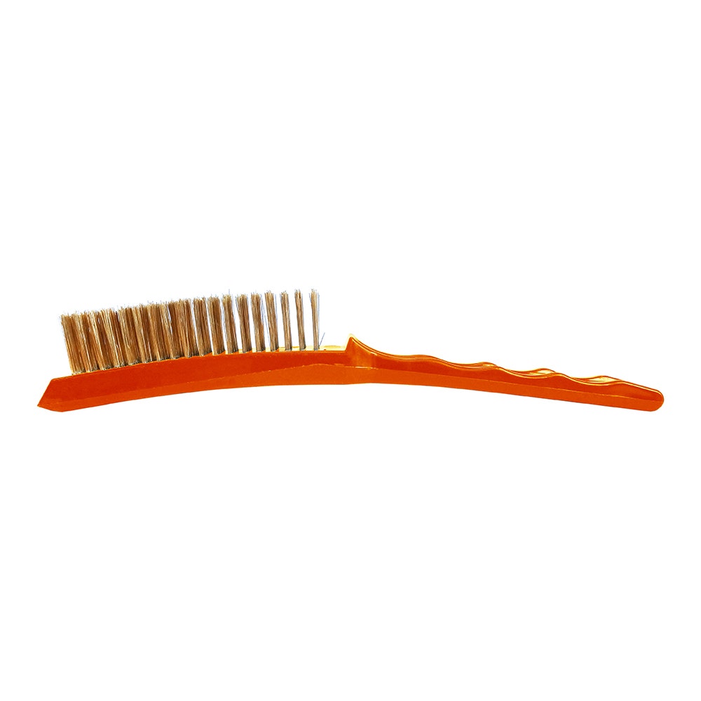 JOSCO 4-Row Brass Bristle Plastic Handle Wire Brush