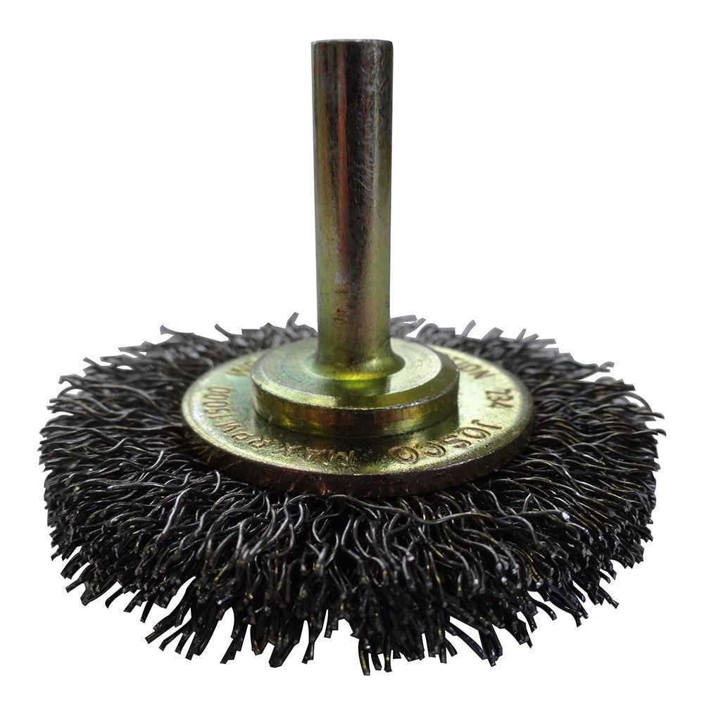 JOSCO 50mm 6mm-Shank Mounted High-Speed Crimped Wire Wheel Brush