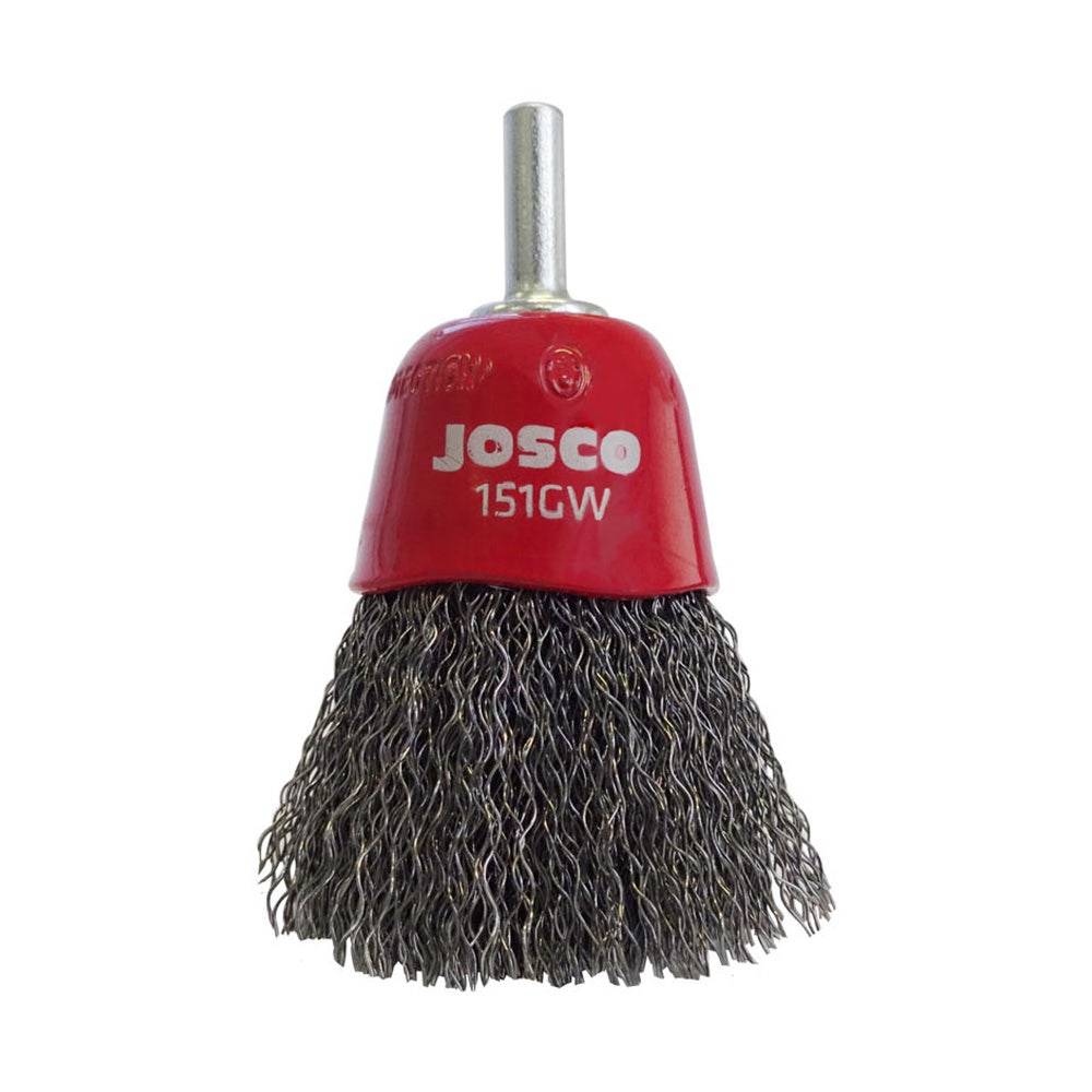 JOSCO 60mm 6mm-Shank Mounted Crimped Wire Cup Brush