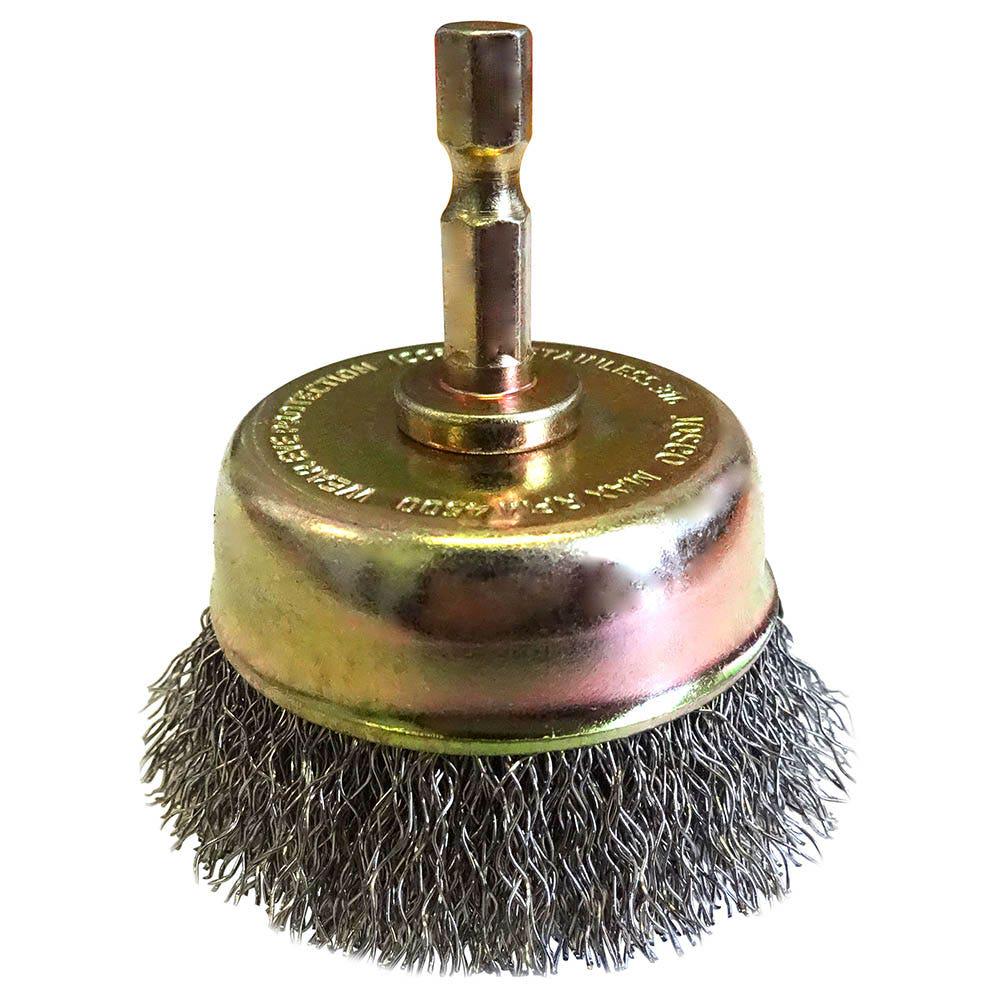 JOSCO 63mm 1 4 Hex Mounted Crimp Cup Wire Brush