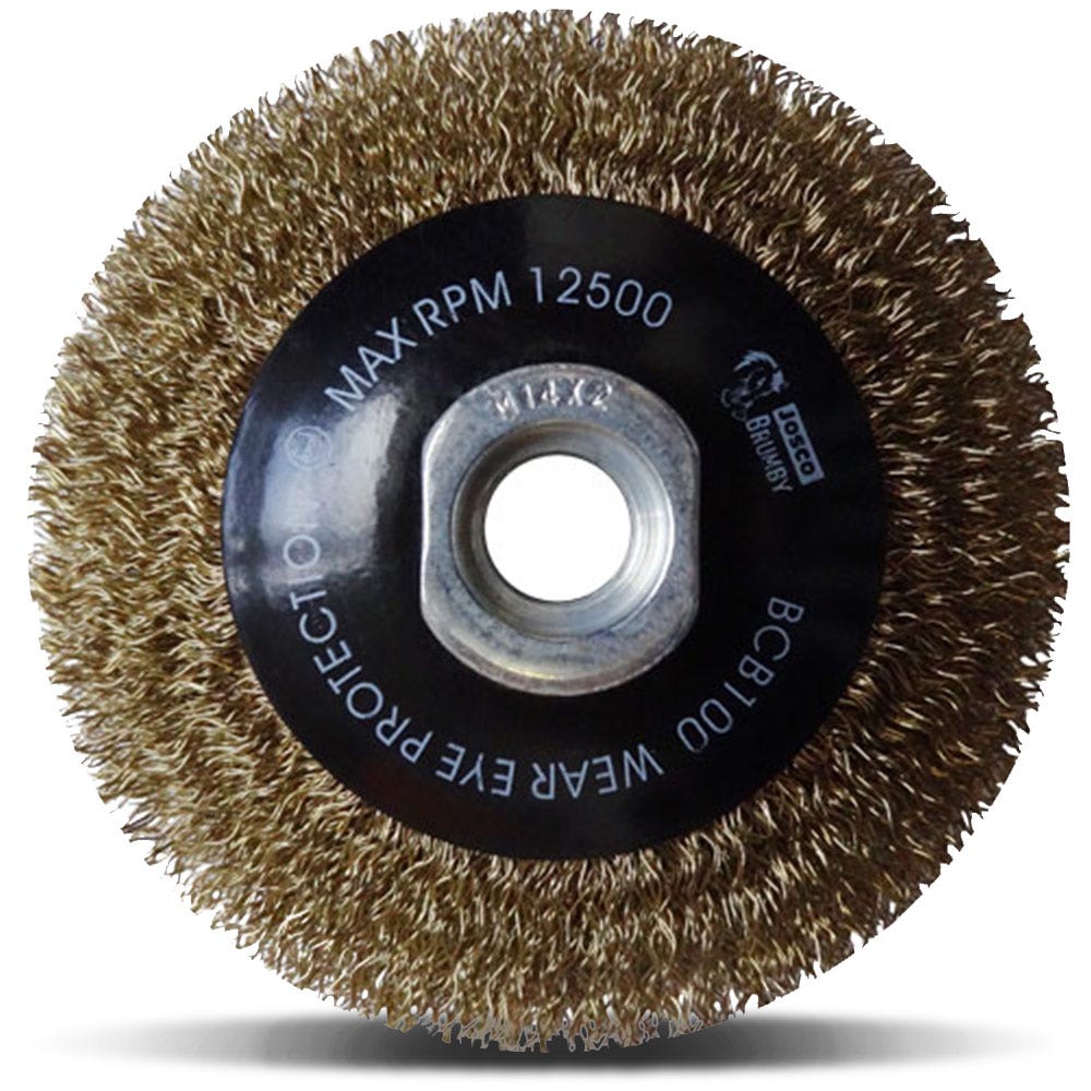 JOSCO BRUMBY 100mm 0.3mm Steel Crimped Wire Bevel Brush