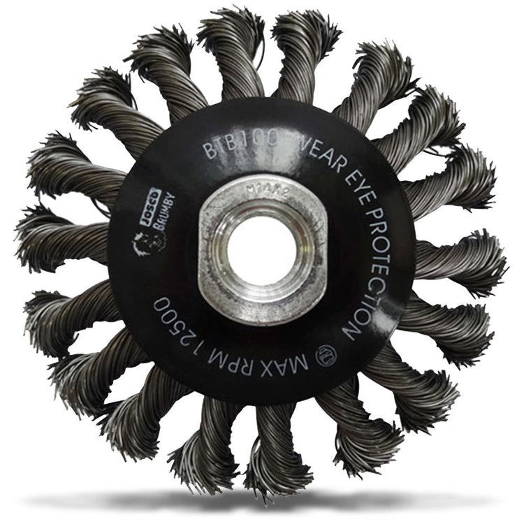 JOSCO BRUMBY 100mm 0.45mm Steel Twist Knot Wire Bevel Brush