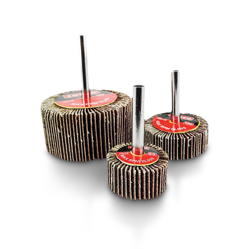 JOSCO BRUMBY 60-Grit Mounted Flap Wheel Set - 3 Piece