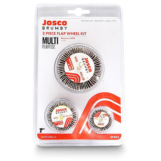JOSCO BRUMBY 60-Grit Mounted Flap Wheel Set - 3 Piece