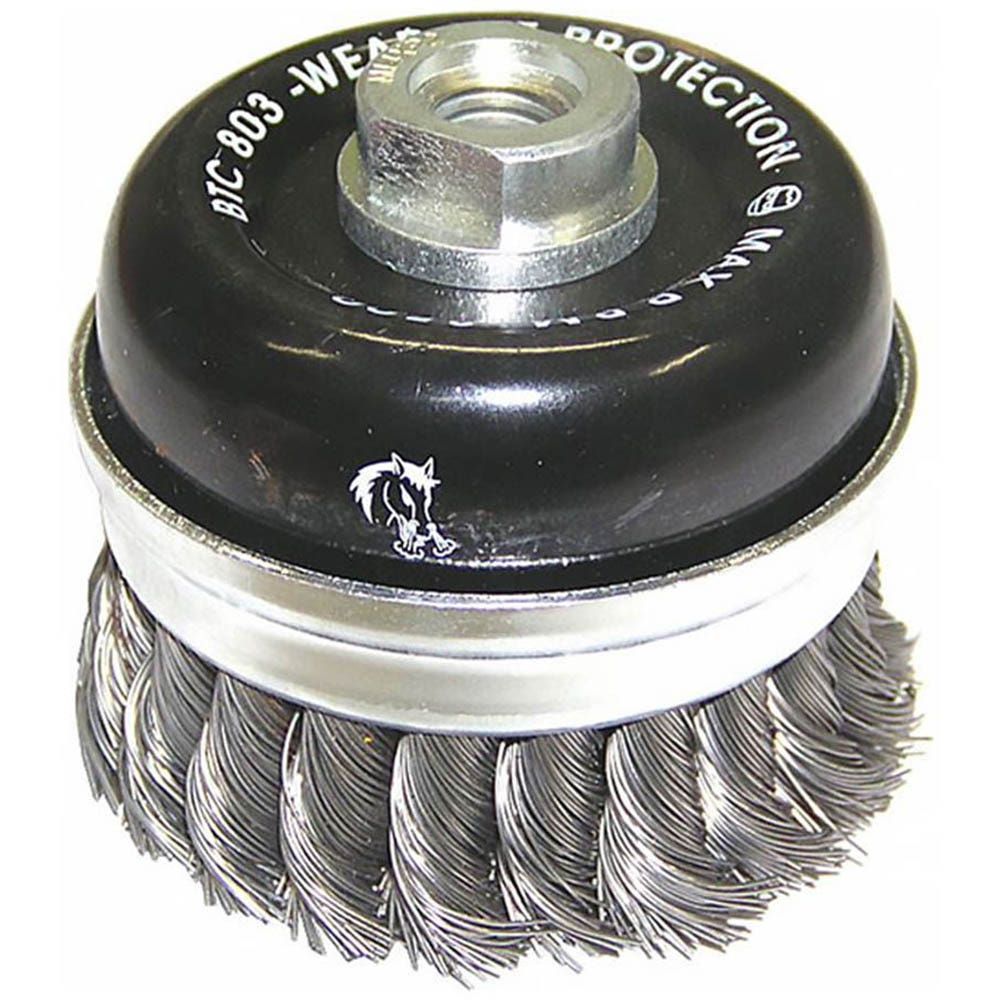 JOSCO BRUMBY 80mm 0.45mm Steel Twist Knot Skirted Wire Cup Brush
