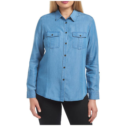 Jachs Girlfriend Long Sleeve Tencel Top Medium Denim