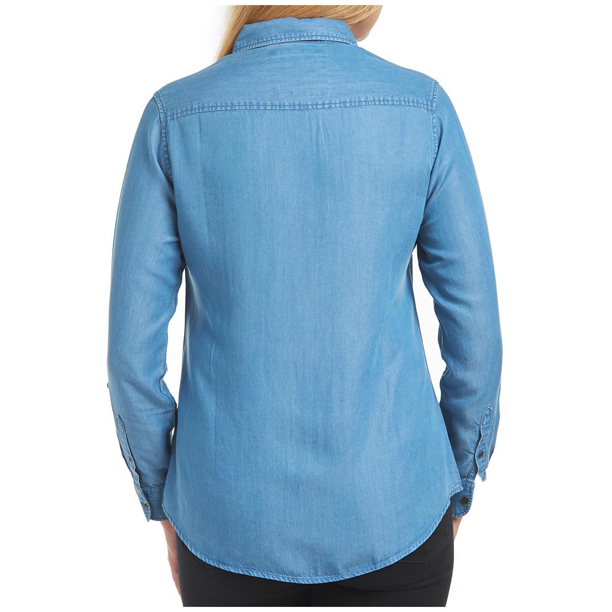 Jachs Girlfriend Long Sleeve Tencel Top Medium Denim