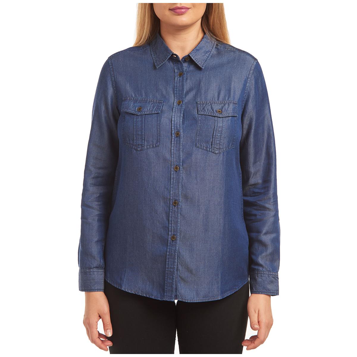 Jachs Girlfriend Long Sleeve Tencel Top Medium Denim