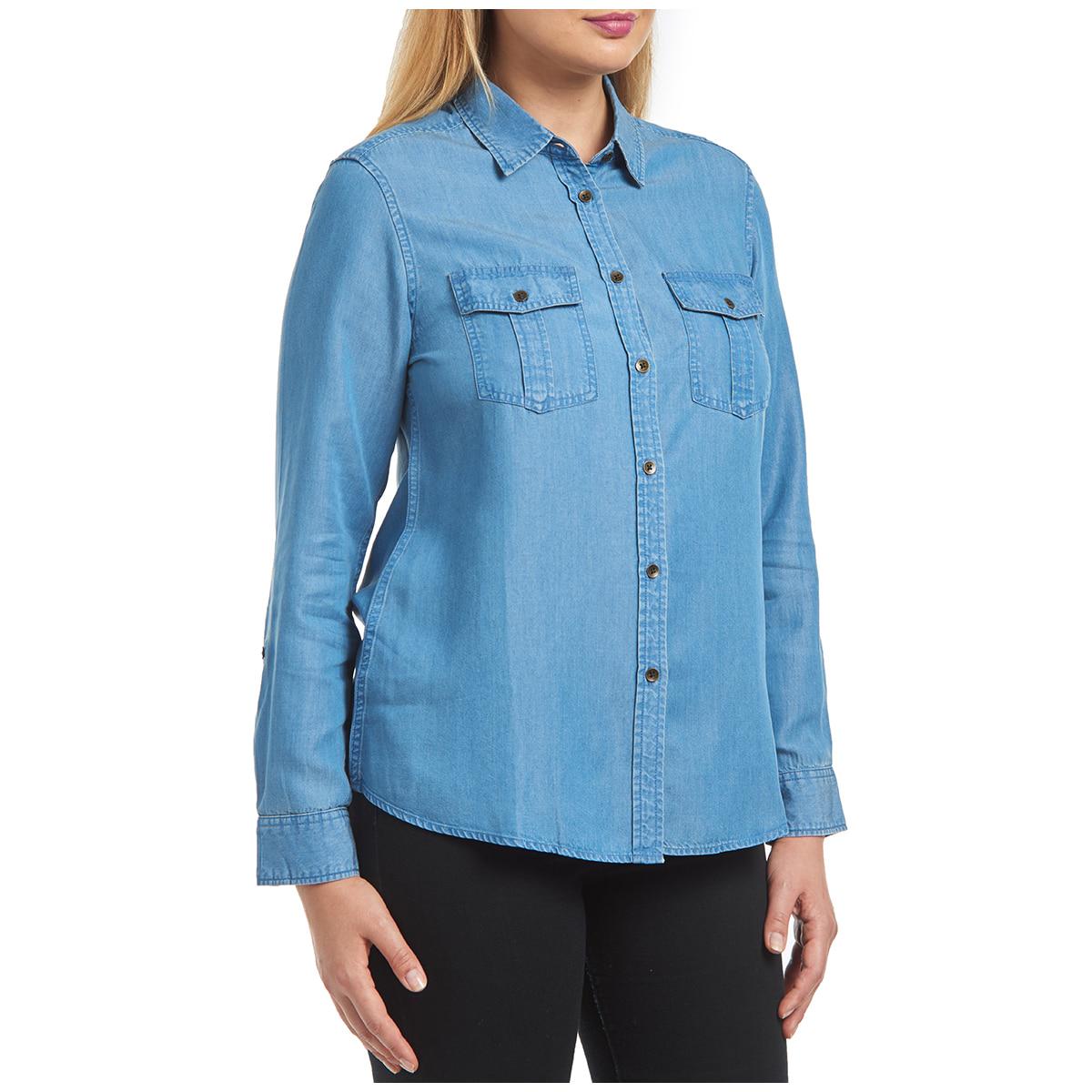 Jachs Girlfriend Long Sleeve Tencel Top Medium Denim