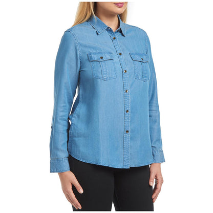 Jachs Girlfriend Long Sleeve Tencel Top Medium Denim