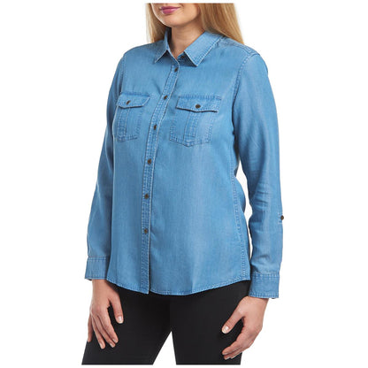 Jachs Girlfriend Long Sleeve Tencel Top Medium Denim