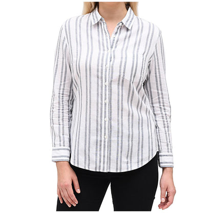 Jachs Girlfriend Women's Linen Shirt White and Grey