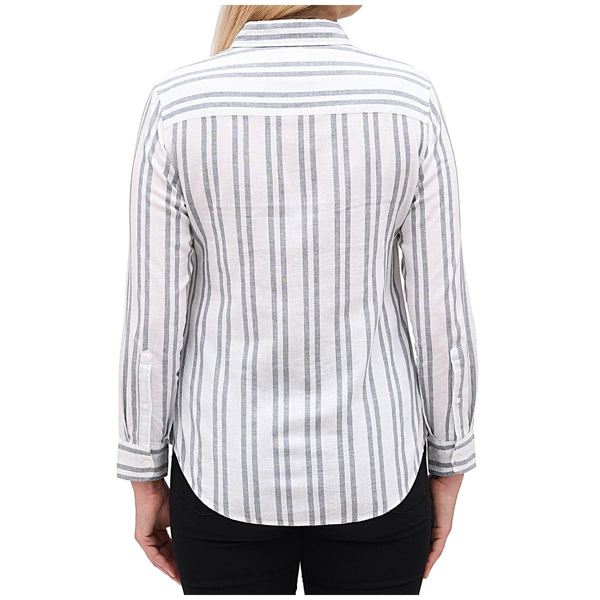 Jachs Girlfriend Women's Linen Shirt White and Grey