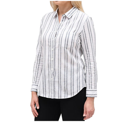 Jachs Girlfriend Women's Linen Shirt White and Grey