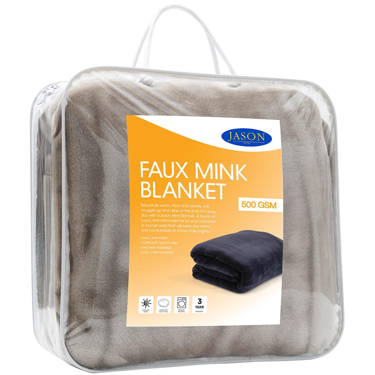 Jason Faux Mink Blanket Single Linen