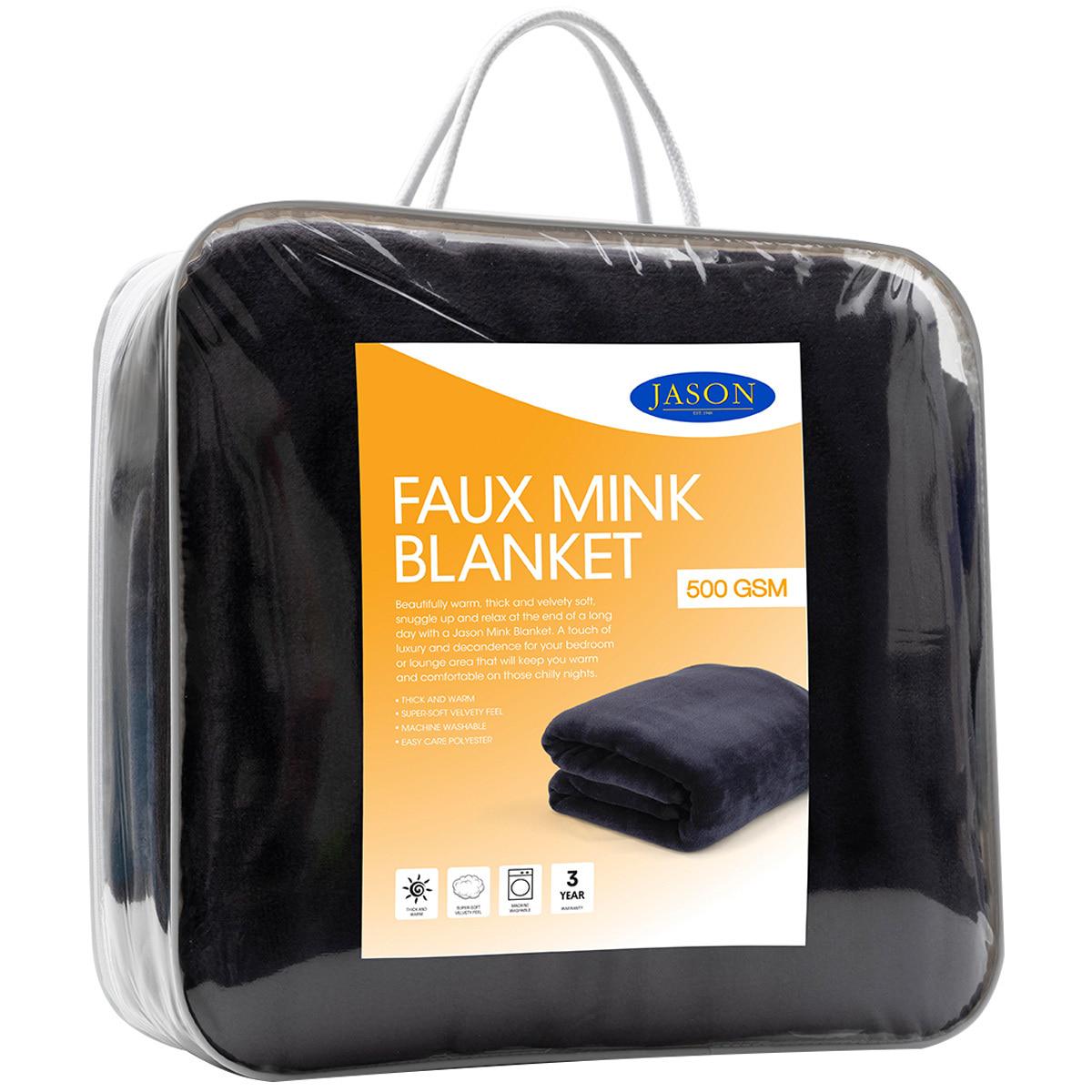 Jason Faux Mink Blanket Single Charcoal