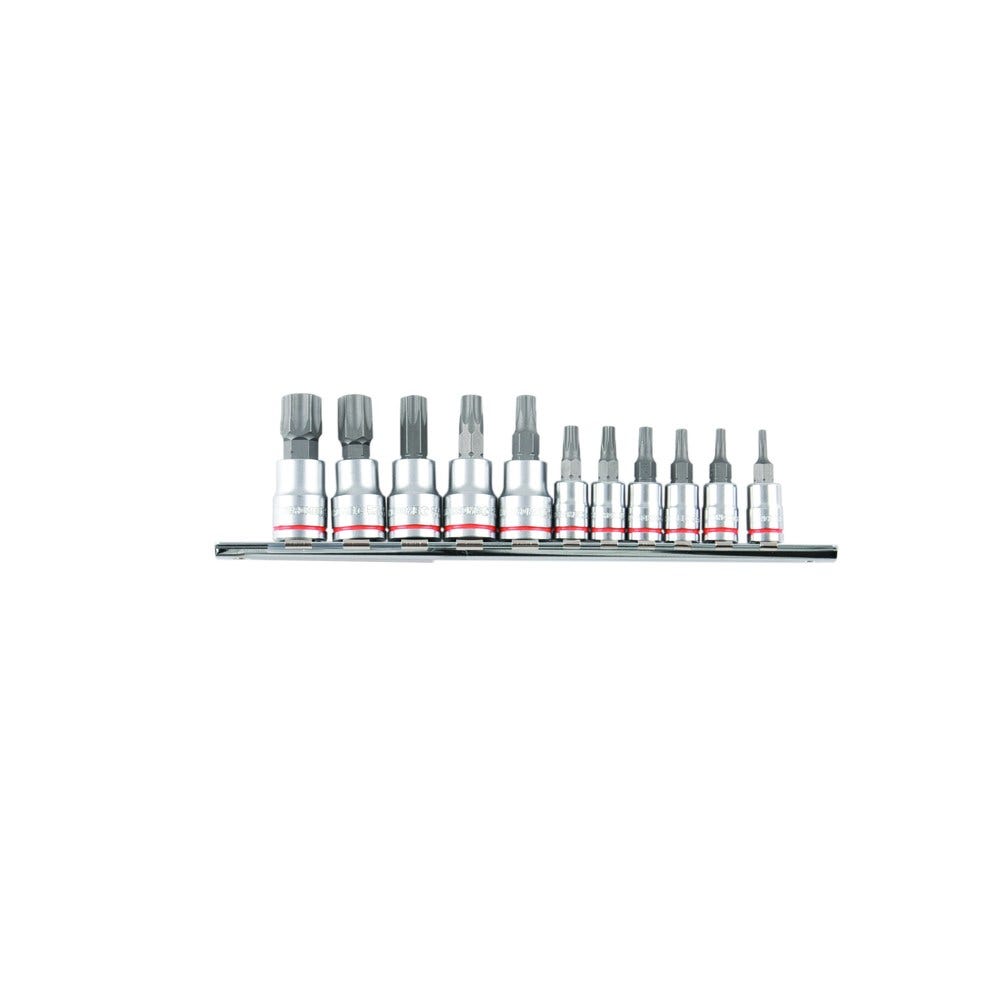 KINCROME 11 Piece 1 4 and 3 8inch Square Drive Tamperproof Torx Set 13646