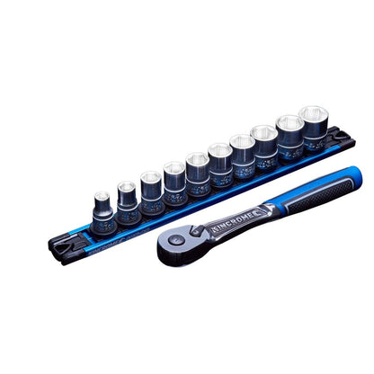 KINCROME 11 Piece Lok-On 3 8 Drive Metric Socket Set Twist-Lock Rail K27042