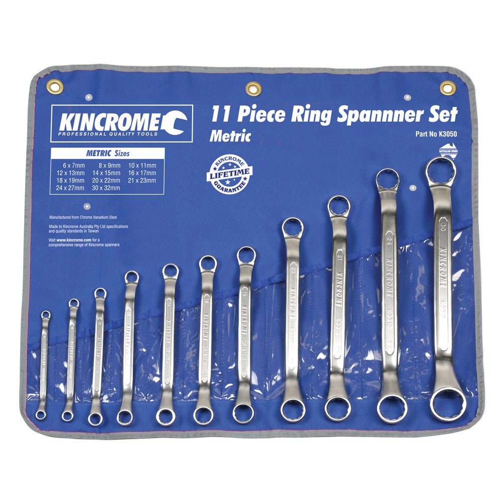 KINCROME 11 Piece Ring Spanner Set - Metric K3050
