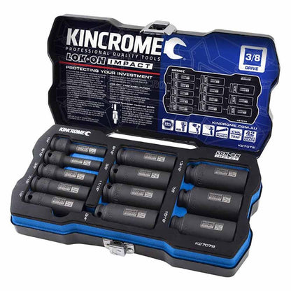KINCROME 12 Piece LOK-ON Impact 3 8 Drive Socket Set Deep Imperial K27079