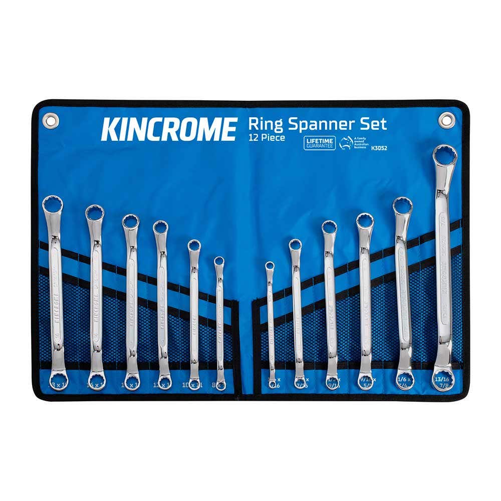 KINCROME 12 Piece Ring Spanner Set - Imperial and Metric K3052