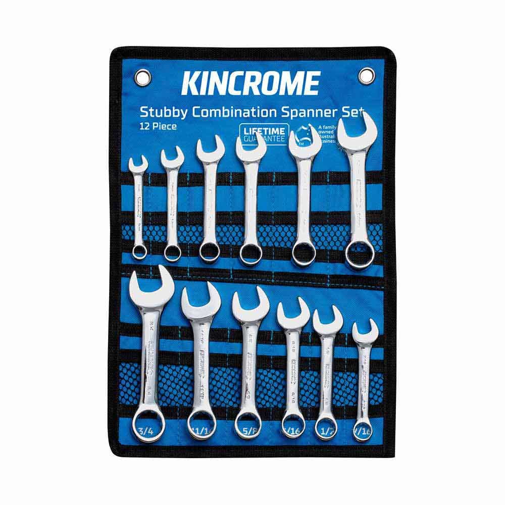 KINCROME 12 Piece Stubby Combination Spanner Set - Imperial and Metric K3033
