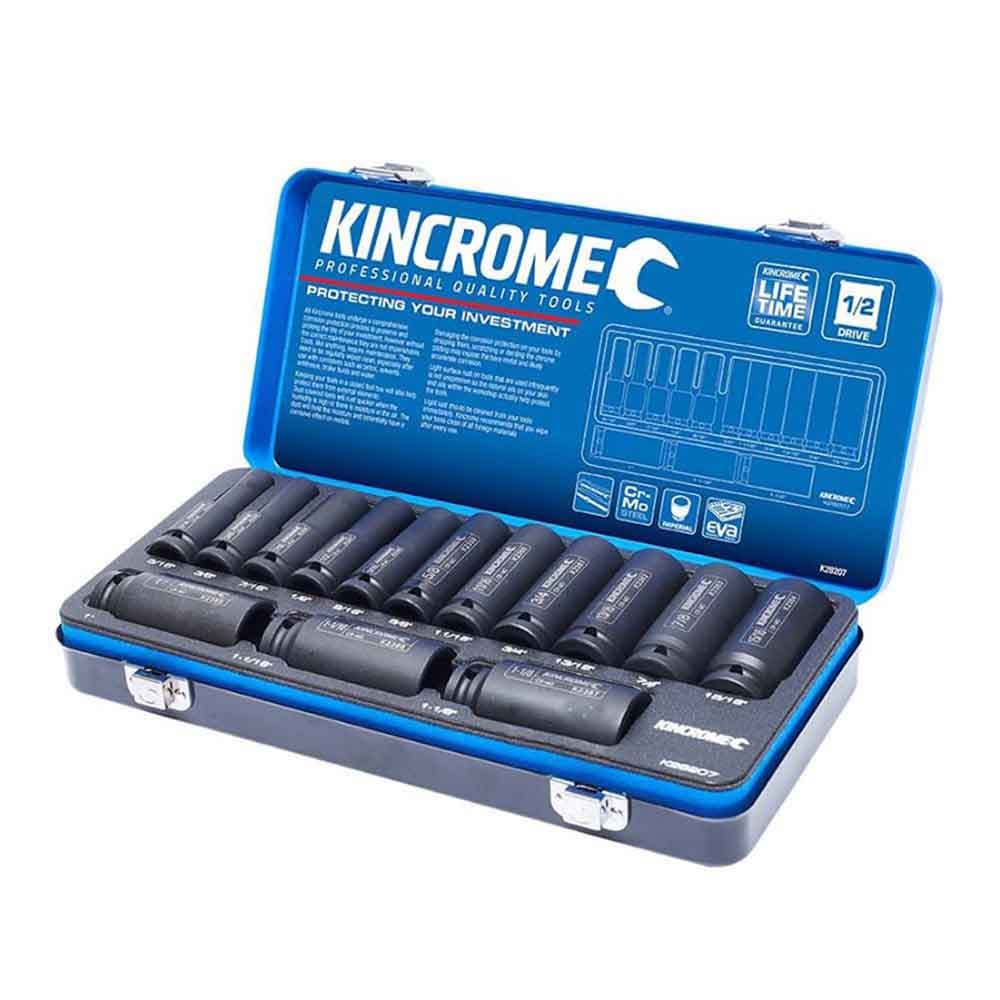 KINCROME 14 Piece Impact 1 2 Drive Socket Set Deep Imperial K28207