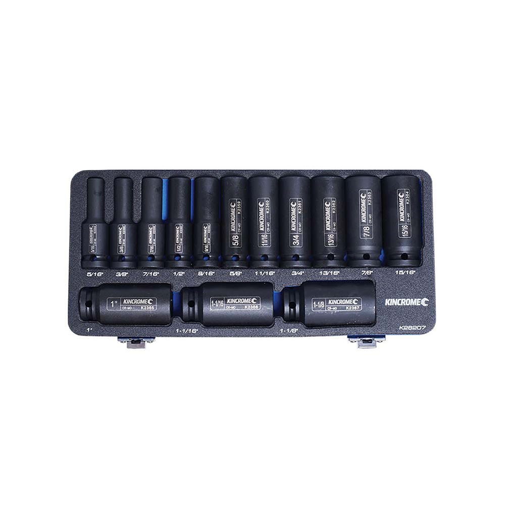 KINCROME 14 Piece Impact 1 2 Drive Socket Set Deep Imperial K28207