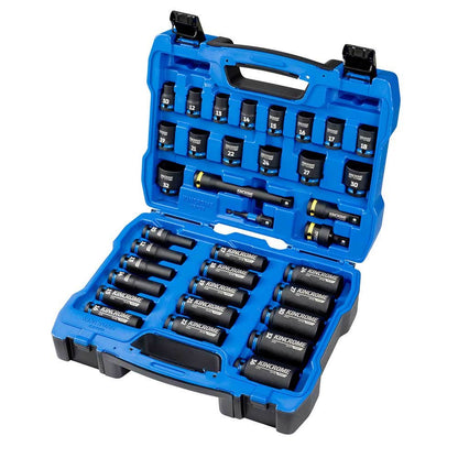 KINCROME 1 2 Drive Metric Standard Deep Impact Socket Set - 35 Piece K2100