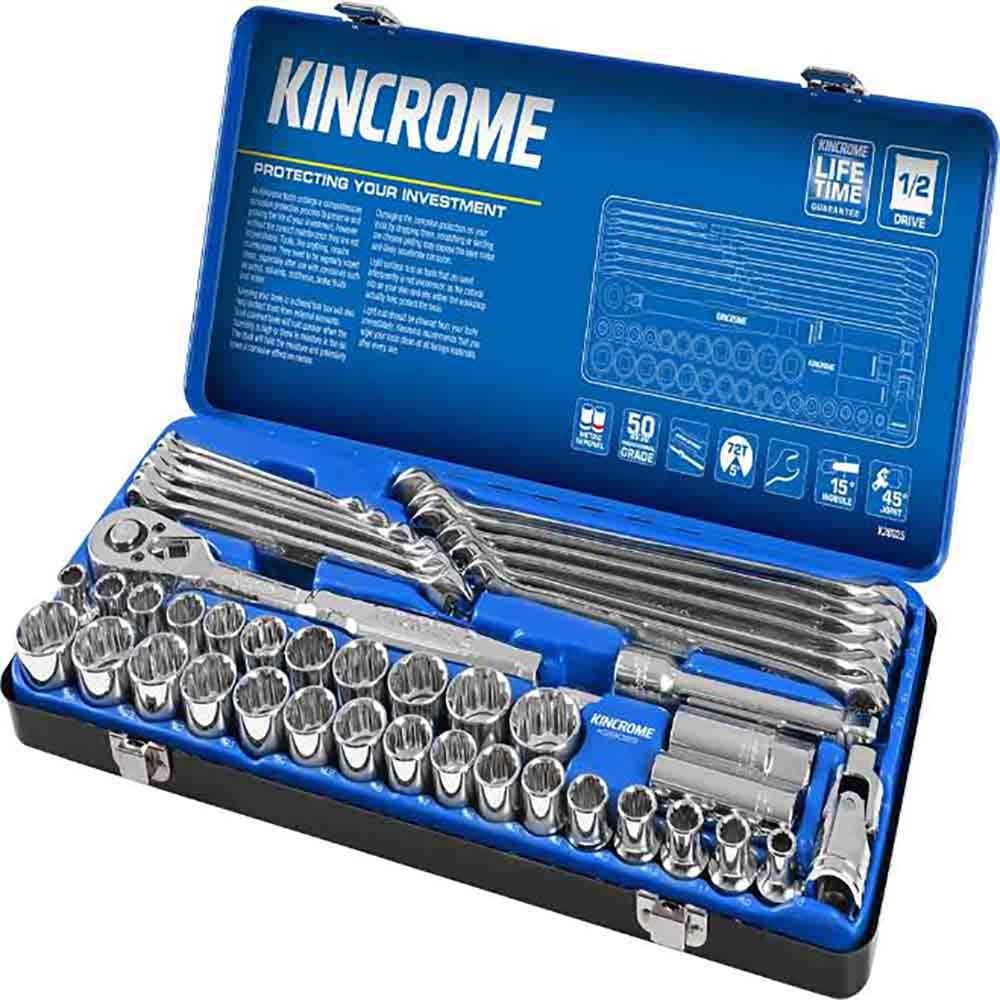 KINCROME 1 2 Drive Socket and Spanner Set Metric and Imperial 45 Piece K28025