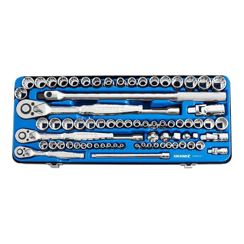 KINCROME 1 4, 3 8 and 1 2 Drive Metric and Imperial Socket Set - 74 Piece K28041