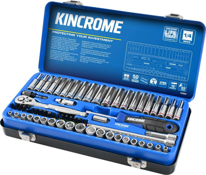KINCROME 1 4 Drive Standard Deep Socket Set Metric and Imperial - 65 Piece K28004