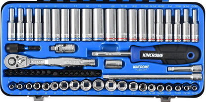 KINCROME 1 4 Drive Standard Deep Socket Set Metric and Imperial - 65 Piece K28004