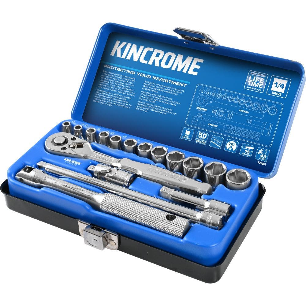 KINCROME 1 4 Drive Socket Set Metric 17 Piece K28002