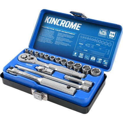 KINCROME 1 4 Drive Socket Set Metric 17 Piece K28002